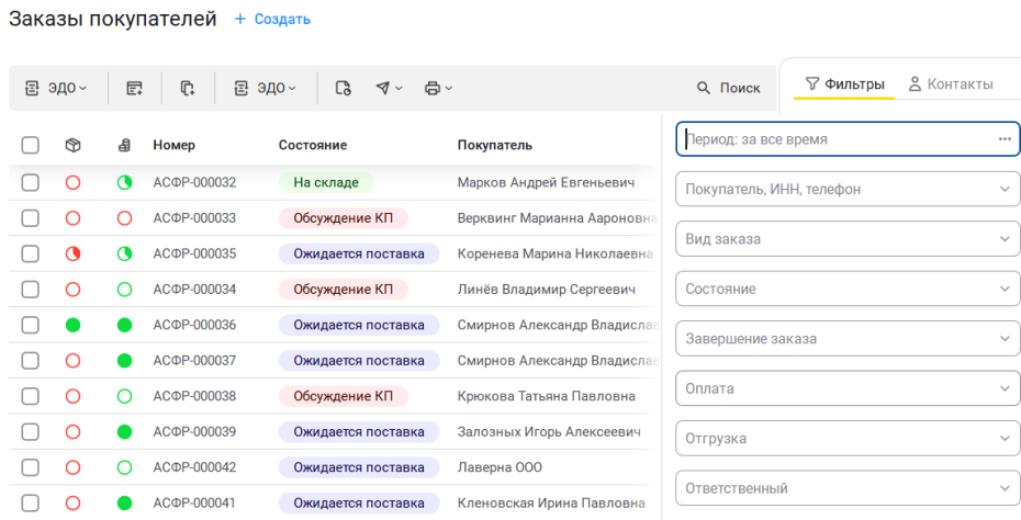 Заказы покупателей